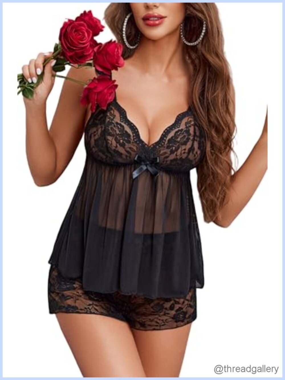 Avidlove 2 Piece Lace Lingerie Pajama Set Cami and Shorts Sleepwear
